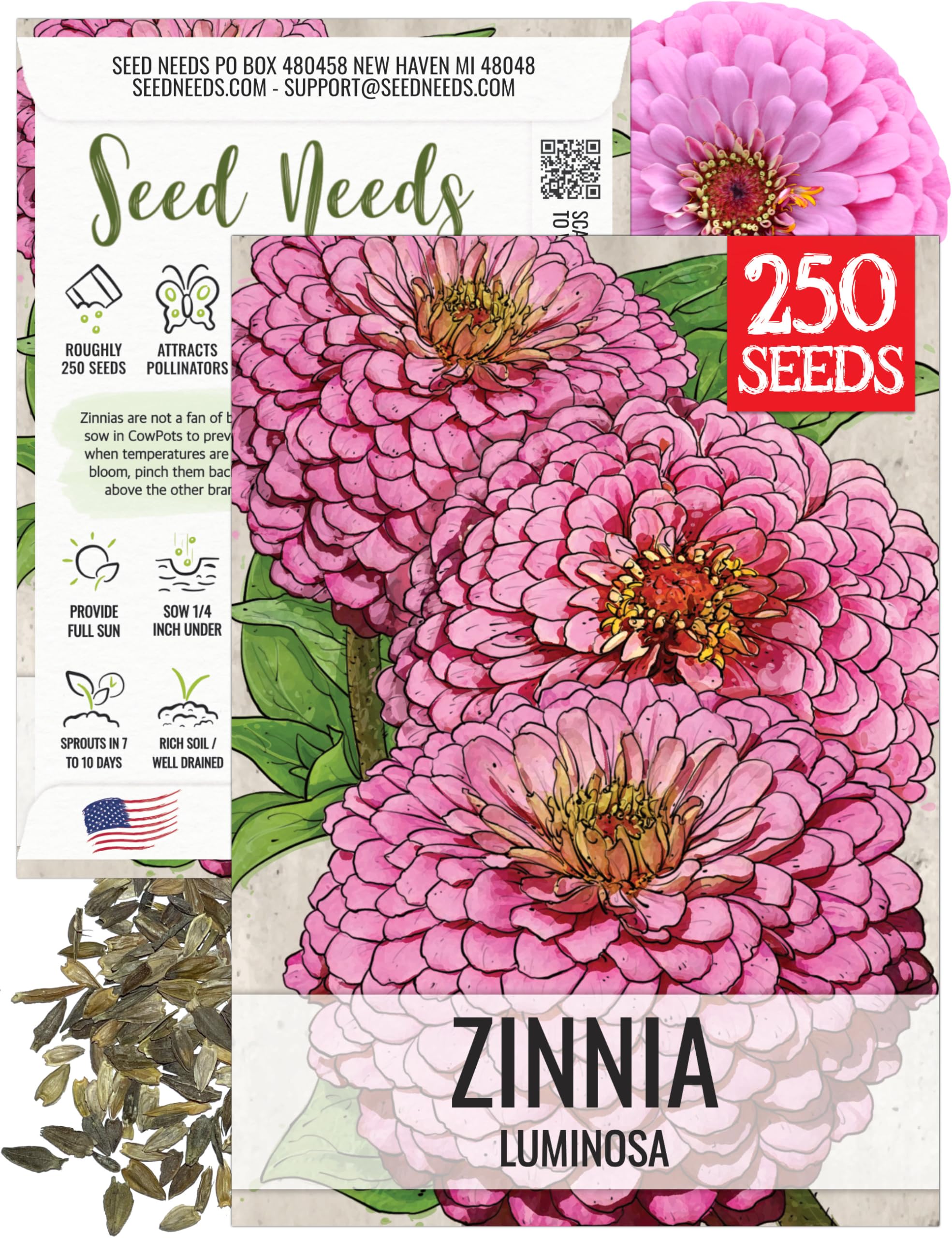 SOORPLOOM Zinnia 3y スコート Amazon.com : Seed Needs Luminosa Pink Zinnia Seeds for Planting